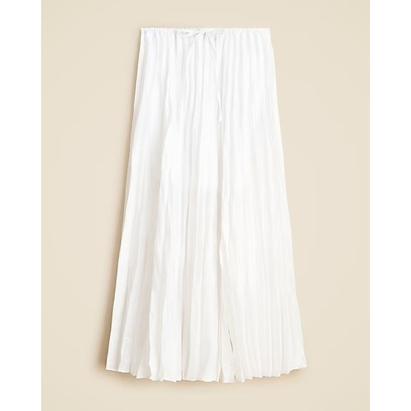 J. Crew Dresses & Skirts - J.Crew Pleated drawstring maxi skirt in linen blend XS White NWT